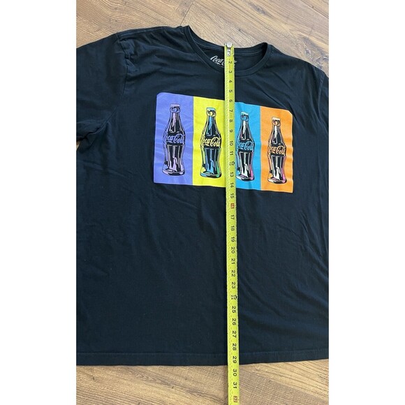 Vintage Retro Coca Cola 4 Glass Bottles Black Short Sleeve T Shirt Mens 2X - Picture 7 of 8